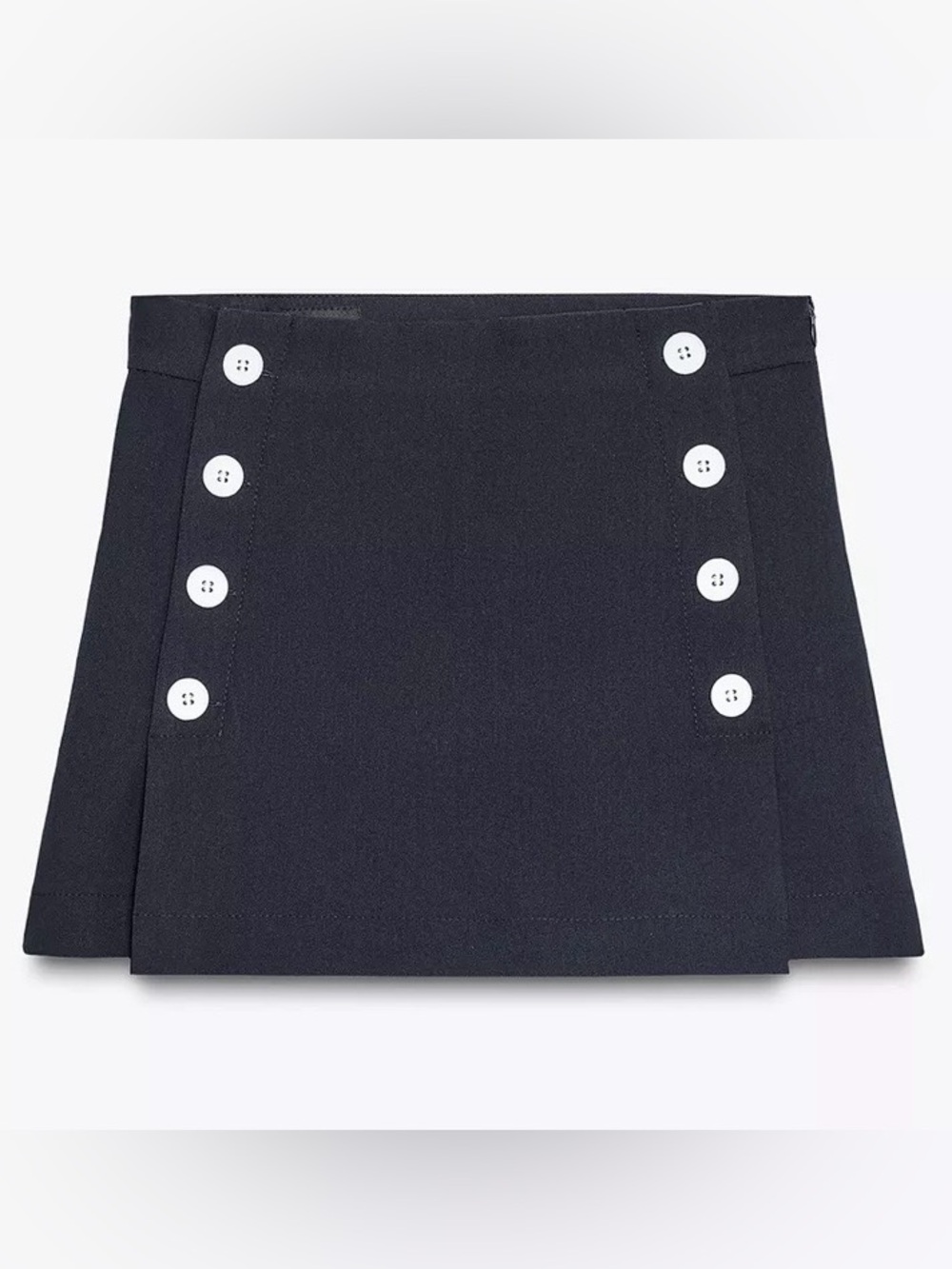 Zara Navy Blue Button-Accent Split Skort with Buttons Size Small Ref 3067/417